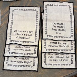 Set of Humorous reusable Cocktail Napkins
